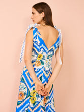 Load image into Gallery viewer, By Nicola Adoncia Tie Shoulder Maxi Dress in Azure Floral

