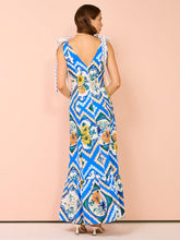 Load image into Gallery viewer, By Nicola Adoncia Tie Shoulder Maxi Dress in Azure Floral
