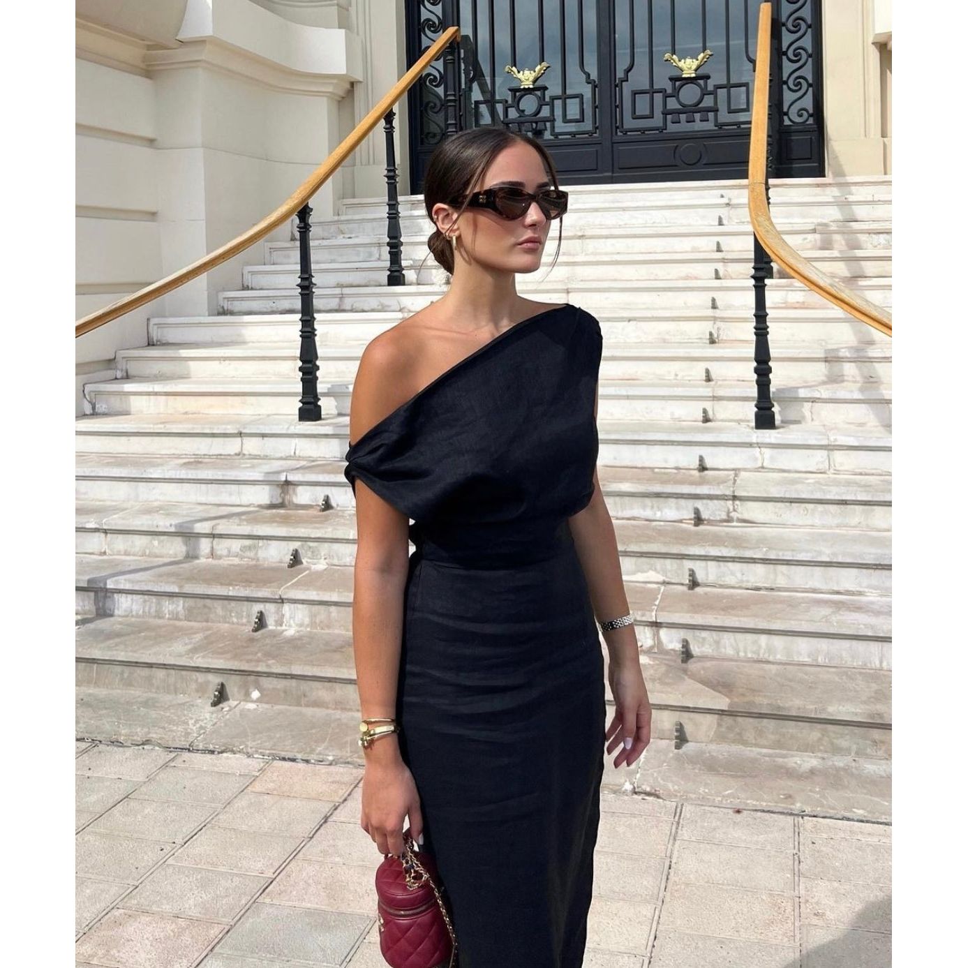 Dissh Cass Black Asym Midi Dress Wardrobe Collective NZ Dissh Cass Black Asym Midi Dress Wardrobe Collective NZ