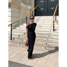 Load image into Gallery viewer, Dissh Cass Black Asym Midi Dress