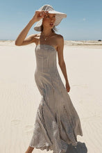 Load image into Gallery viewer, Dissh Gaia Chocolate Geo Strapless Dress