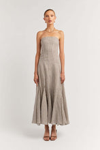 Load image into Gallery viewer, Dissh Gaia Chocolate Geo Strapless Dress