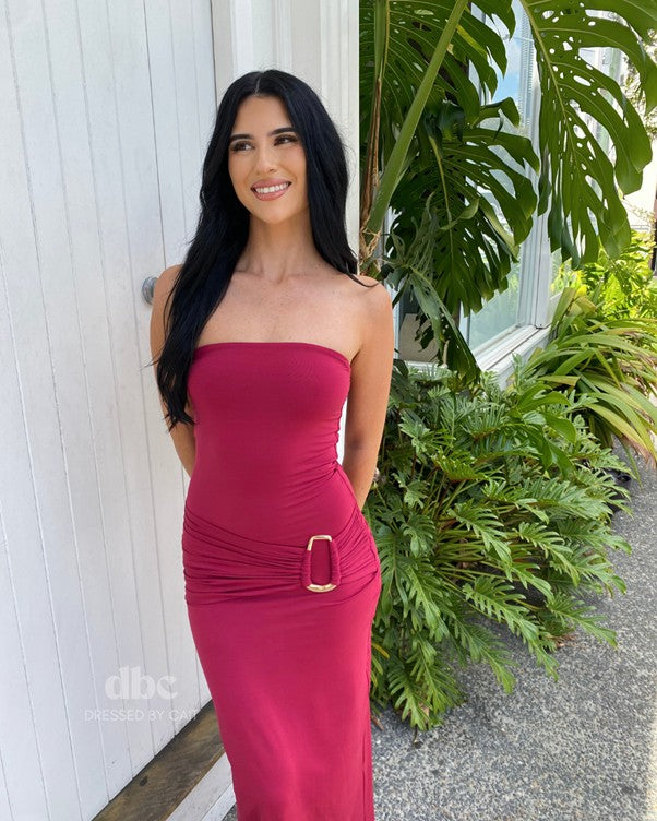 Kookai Torin Trim Maxi (Beetroot) – Wardrobe Collective NZ