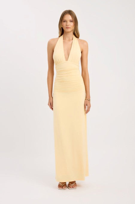 kookai leni maxi dress (Butter Popcorn) – Wardrobe Collective NZ Color:Gray dress The dress is designed APRIL_TOTAL_30 Knit Button Shoulder Sheath