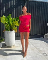 Load image into Gallery viewer, Benni Nico Off Shoulder Mini Dress (Watermelon)