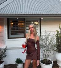 Load image into Gallery viewer, Ownley Tahnee Mini Dress (Chocolate)