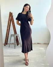 Load image into Gallery viewer, Ruby Kendall Satin Dress (Espresso)
