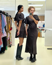 Load image into Gallery viewer, Ruby Kendall Satin Dress (Espresso)