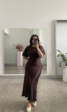 Load image into Gallery viewer, Ruby Kendall Satin Dress (Espresso)