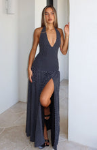 Load image into Gallery viewer, White Fox Sweet Temptation Halter Maxi Dress (Black/White Polka Dot)