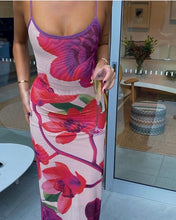 Load image into Gallery viewer, With Harper Lu Mesh Slip Dress (Fuschia Bloom)
