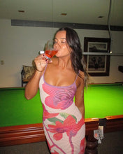 Load image into Gallery viewer, With Harper Lu Mesh Slip Dress (Fuschia Bloom)