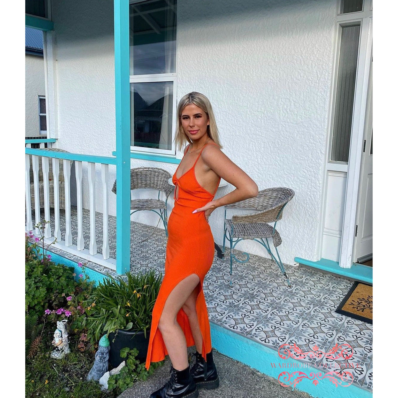 knee length dresses for ladies Bec and Bridge Elroy Tuck Midi Dress in Flame – Coco & Lola main image 1