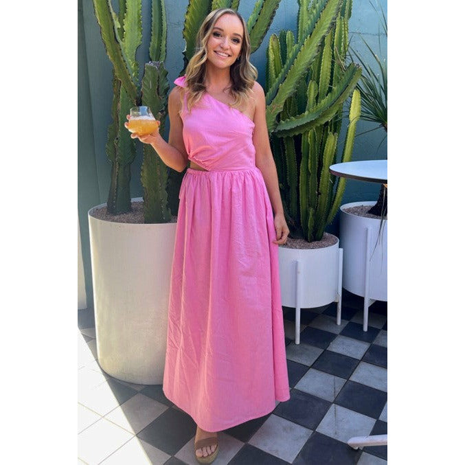 By Nicola Gabriella One Shoulder Midi (Pink)