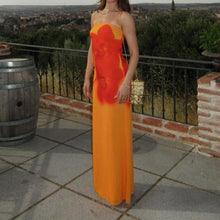 Load image into Gallery viewer, Amaya Strapless Chiffon Maxi Dress (Koi Orchid Print) - COMING SOON
