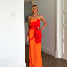 Load image into Gallery viewer, Amaya Strapless Chiffon Maxi Dress (Koi Orchid Print) - COMING SOON
