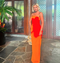 Load image into Gallery viewer, Amaya Strapless Chiffon Maxi Dress (Koi Orchid Print) - COMING SOON
