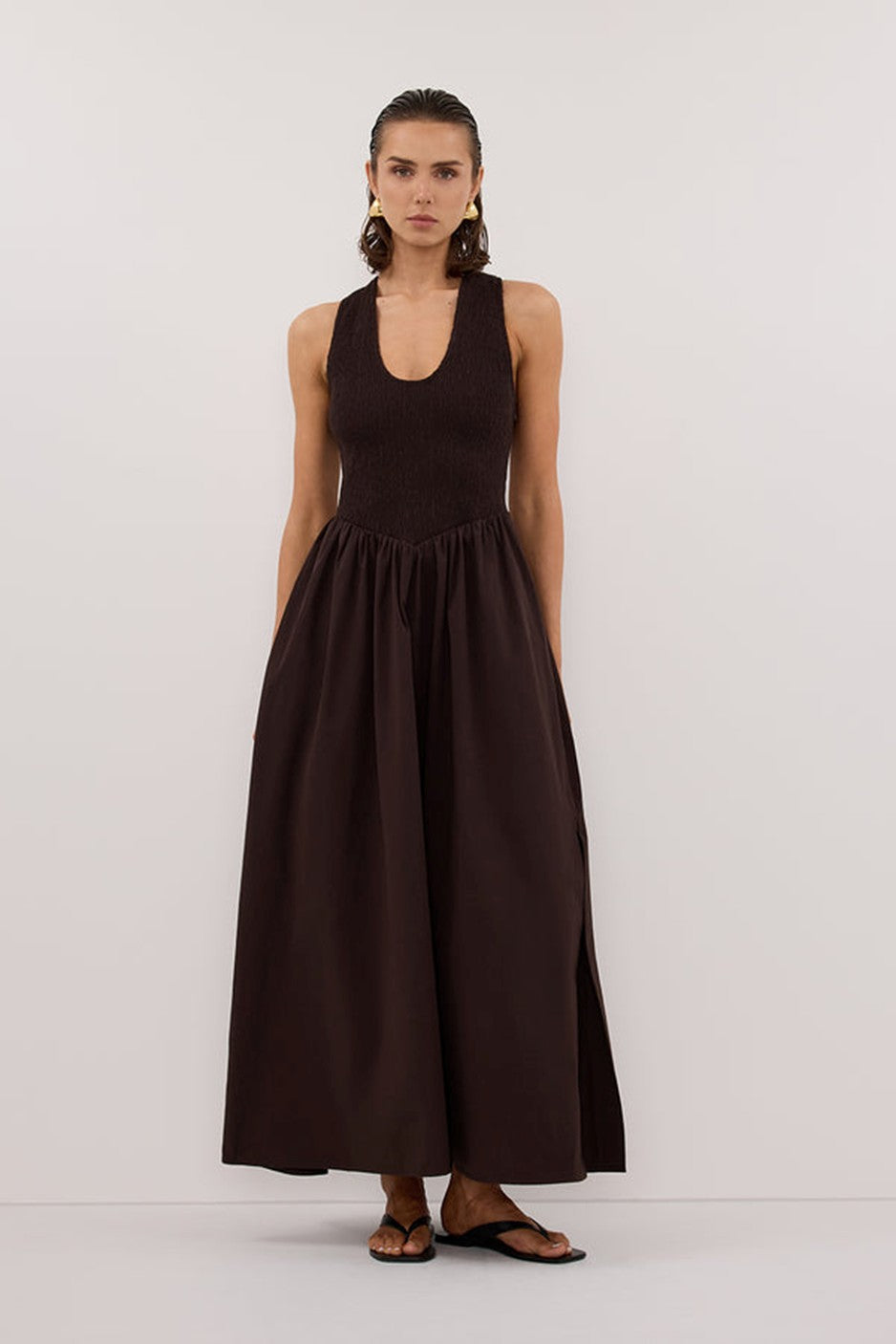 Dissh Florence Burnt Choc Cotton Midi – Wardrobe Collective NZ