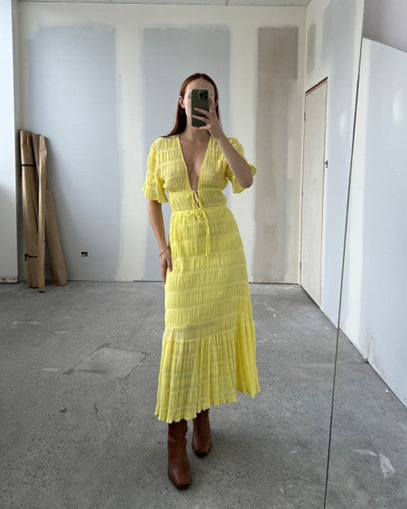 Ruby Mirella V-Neck Dress (Lemon)