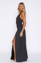 Load image into Gallery viewer, White Fox Sweet Temptation Halter Maxi Dress (Black/White Polka Dot)

