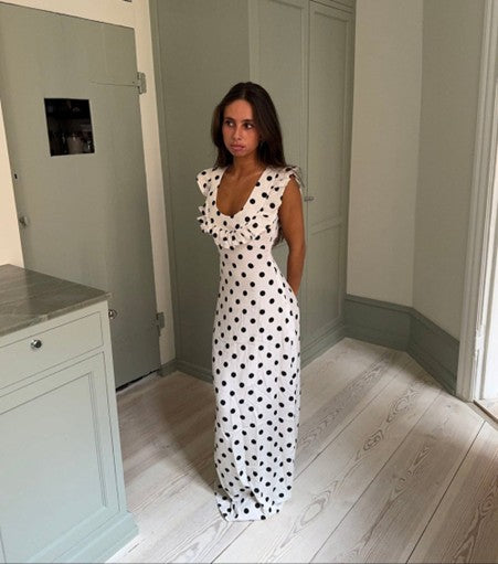 Designed by Si Luna Dress (White/Black Spot) – Wardrobe Collective NZ
