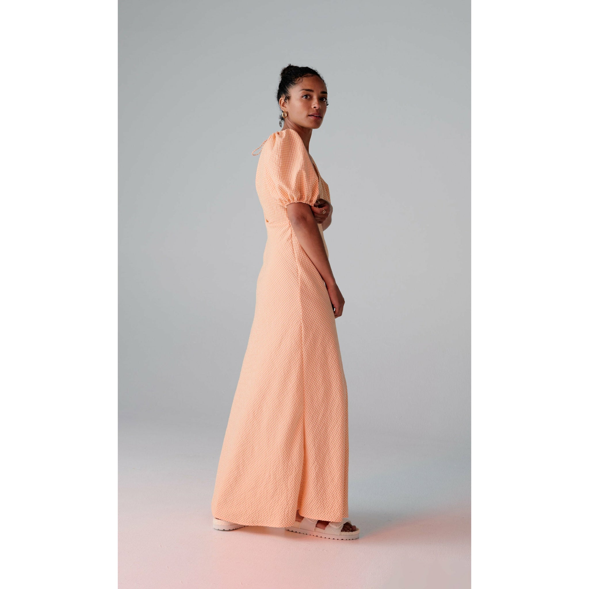 Ruby Uma Dress (Orange Gingham)  Wardrobe Collective NZ
