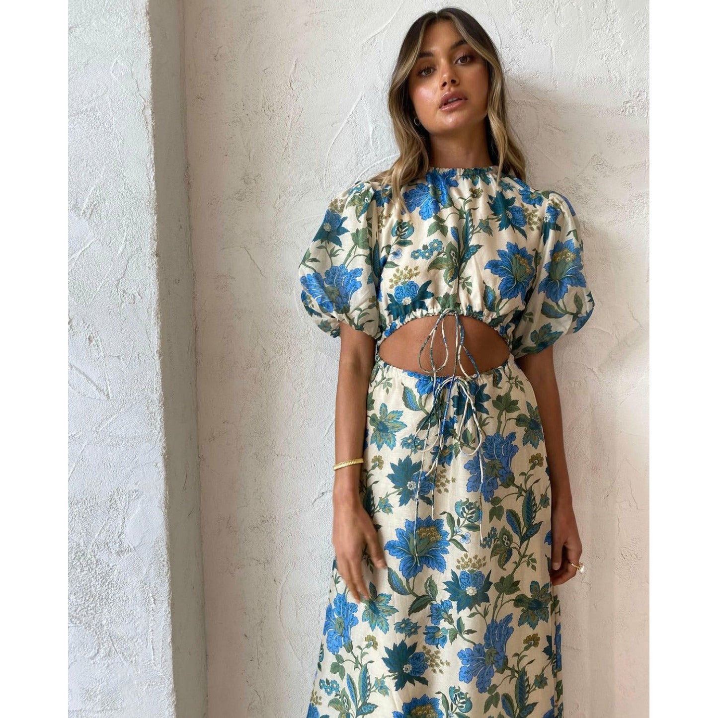 knee length dresses for ladies Kathaleya Puff Sleeve Midi Dress main image 0